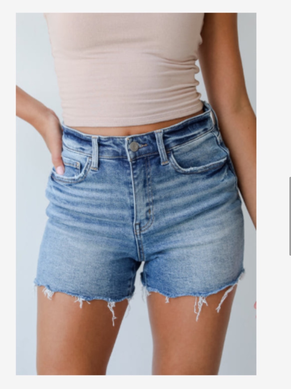 Women’s High-Rise Light Wash Blue Denim Cutoff Shorts